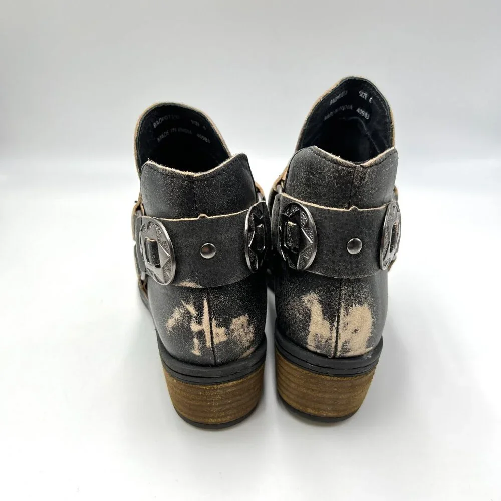 Chinese Laundry Womens Size 6 Black Distressed Austin Western Style‎ Ankle Boots